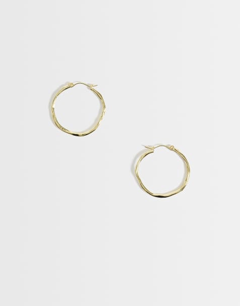 Accessorize Z medium molten hoops in 14k gold plated - view 1