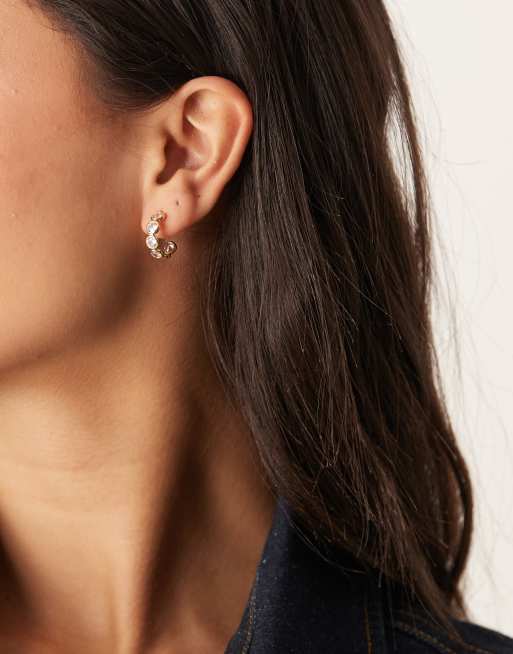 Accessorize - Z - Met goud vergulde oorringen met diamantjes in goud