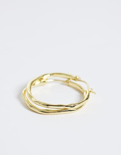Accessorize - Z - Orecchini a cerchio medio effetto fuso placcati in oro 14 kt, 4 di 4