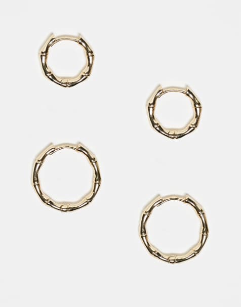 Accessorize - Z - Pakke med 2 par snoede hoop-øreringe med 14 karat guldbelægning - view 1