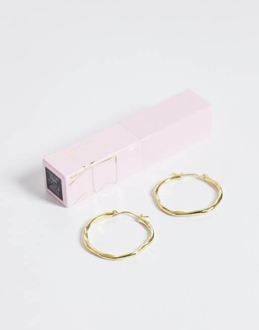 Accessorize – Z – Powlekane 14-karatowym złotem kolczyki-koła z efektem stopienia, 2 z 4