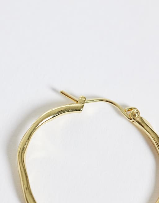 Accessorize – Z – Powlekane 14-karatowym złotem kolczyki-koła z efektem stopienia, 3 z 4