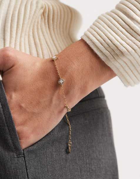 Accessorize – Z – Pozłacana 14-karatowym złotem bransoletka z koniczynkami - view 1