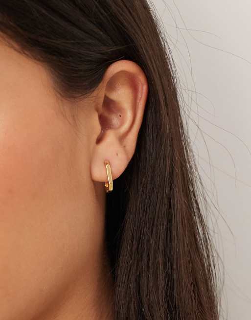 Accessorize Z rectangular hoop earrings in gold plated