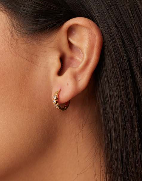 Accessorize - Z - Tætsiddende øreringe med 14 k guldbelægning og glimmer - view 1