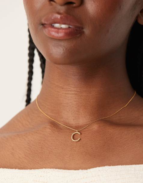 Accessorize Z – Verdrehte, vergoldete Halskette mit „C“-Initiale - view 1