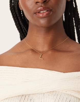 Accessorize Z - Verdrehte, vergoldete Halskette mit „L"-Initiale-Goldfarben
