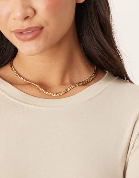 Accessorize Z – Vergoldete, klobige Halskette mit Webstruktur in Gold - view 1