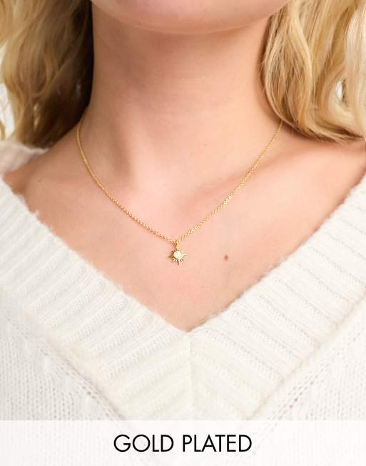 Accessorize - Z - Vergulde ketting met stervormig pavé hangertje in goud