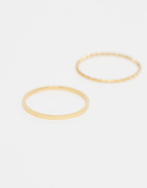 Accessorize – Z – Zestaw 2 pozłacanych pierścionków ze stali nierdzewnej, 3 z 3