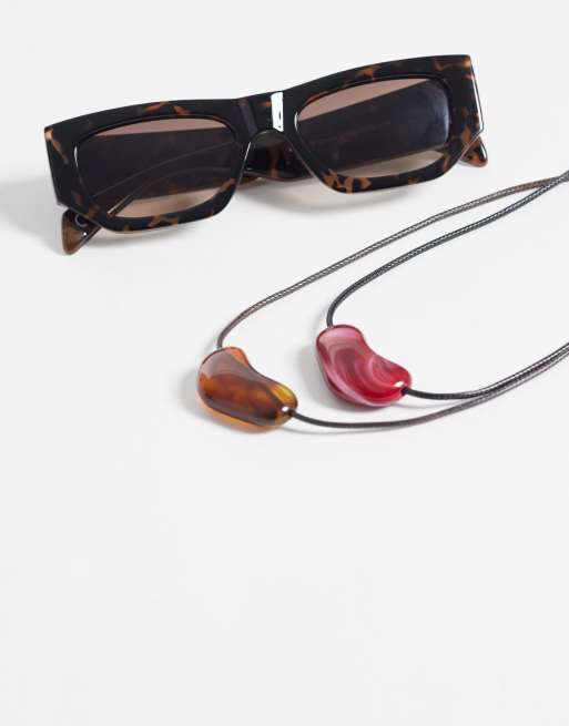 Accessorize – Zestaw 2 brązowych naszyjników ze sznurka z kamieniami, 2 z 4
