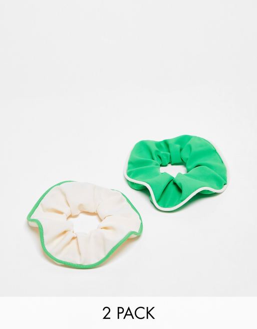 Accessorize – Zestaw 2 gumek do włosów z wypustkami w kolorze zielonym/białym