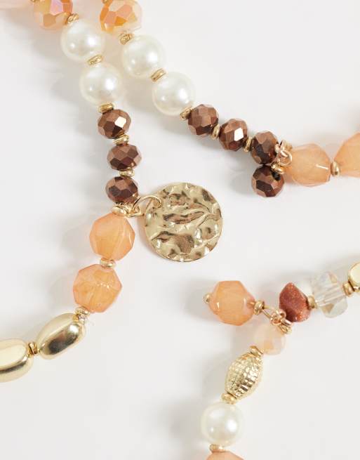Accessorize – Zestaw 3 elastycznych bransoletek z kamieniami w neutralnych kolorach, 2 z 3