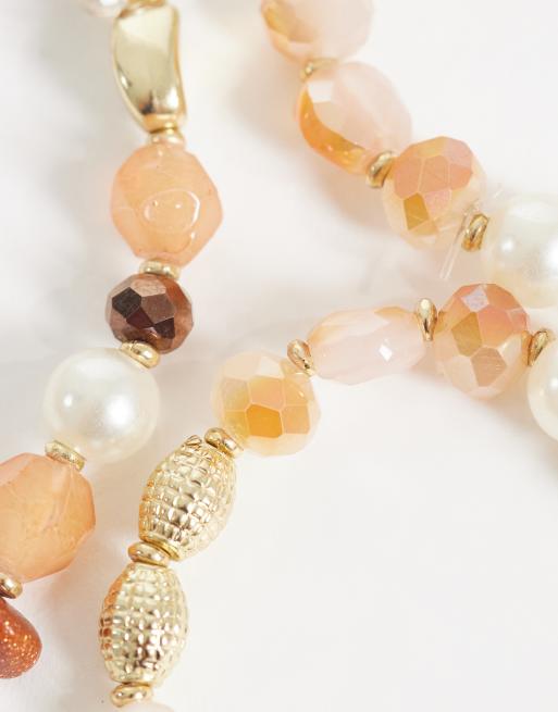 Accessorize – Zestaw 3 elastycznych bransoletek z kamieniami w neutralnych kolorach, 3 z 3
