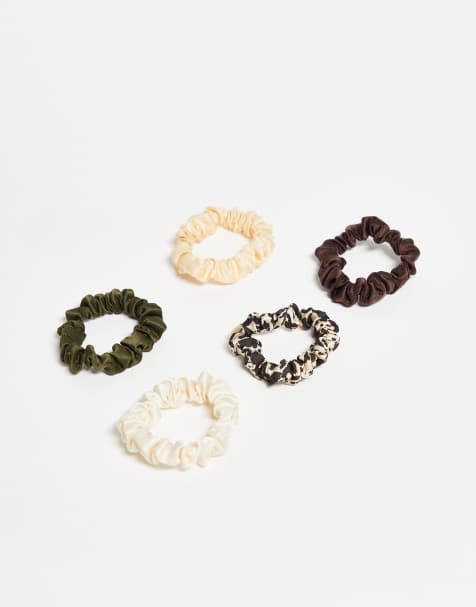 Accessorize – Zestaw 5 wąskich gumek do włosów w różnych kolorach i we wzór w krowie łaty - view 1