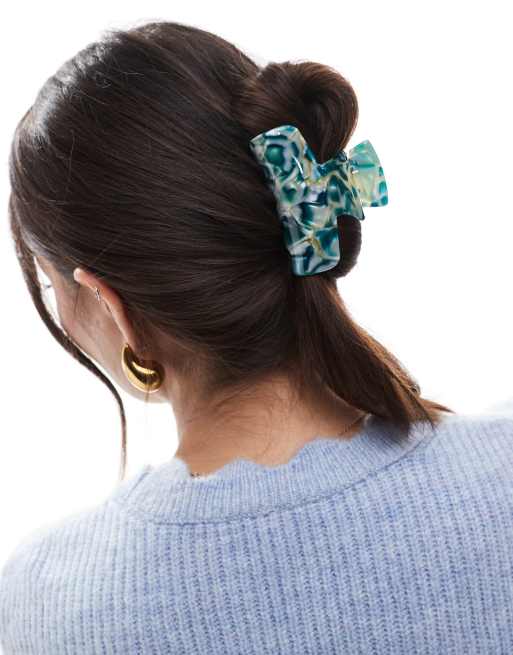 Accessorize – Zielona klamra do włosów z tworzywa w marmurkowy wzór