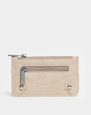 zip front cardholder wallet in mink-Neutral