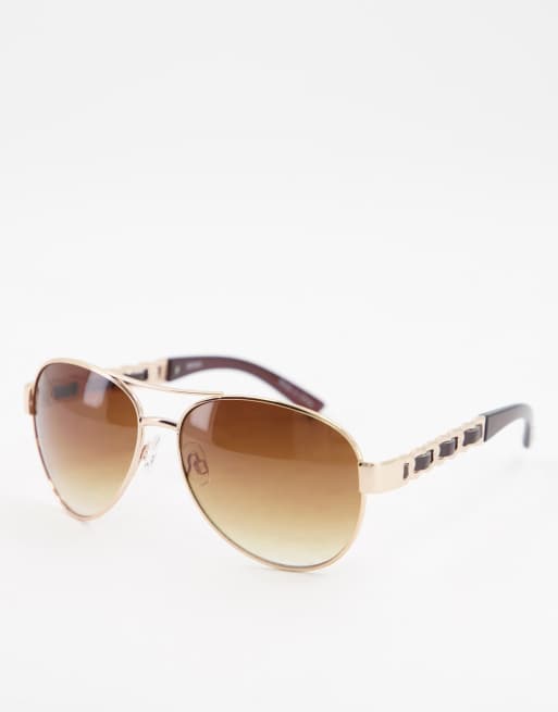 Accessorize - Zonnebril met statement pootjes in goud met bruine glazen