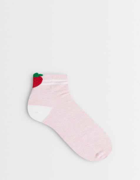 Accessorzie – College-Socken in Rosa mit Erdbeermuster - view 1