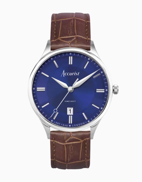 Accurist classic watch in blue & brown - view 1