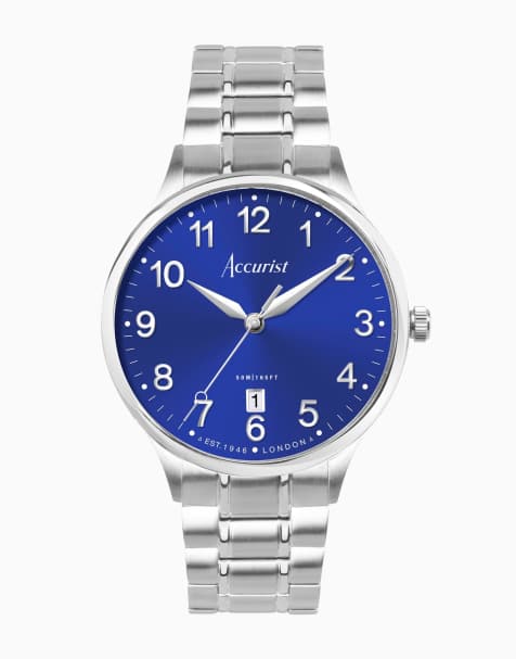 Accurist classic watch in blue & silver - view 1