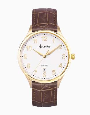 Accurist classic watch in gold & brown - view 1
