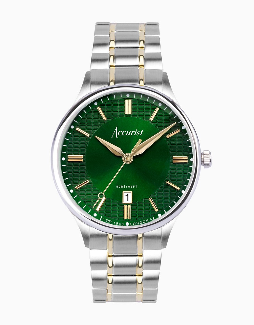 Accurist classic watch in green & silver