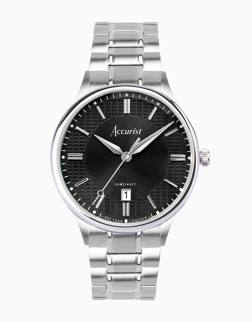 Accurist classic watch in silver & black