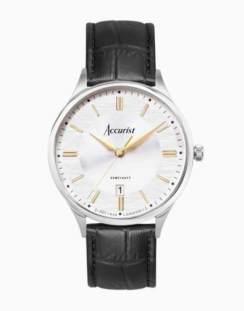 Accurist classic watch in silver & black - view 1