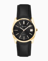 Daniel Wellington Petite Ashfield Leather Watch in Black Rose Gold 28mm ASOS