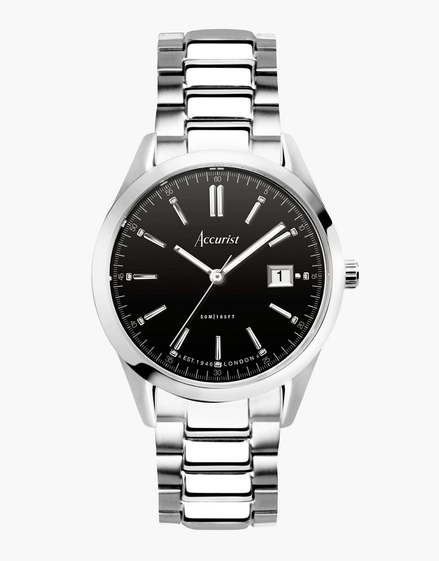 Accurist Everyday watch in silver & black