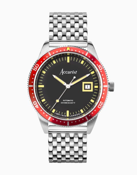 Accurist Gents automatic dive watch in silver - view 1