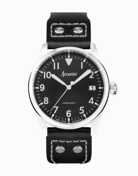 Accurist Gents aviation watch in black - view 1
