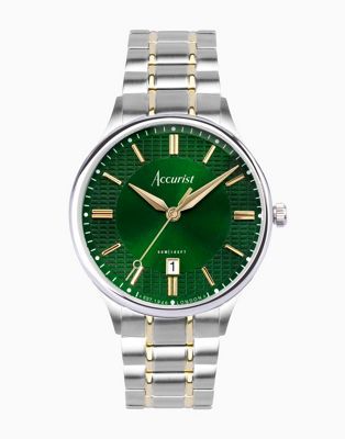 Accurist classic watch in green & silver
