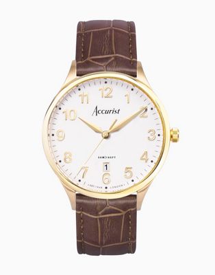 Accurist classic watch in gold & brown