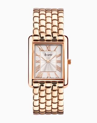 Accurist Ladies rectangle rg watch in white - ASOS Price Checker