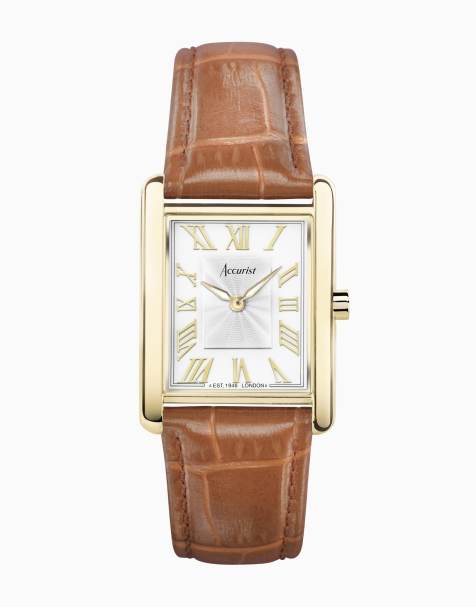 Accurist Ladies rectangle watch in gold - view 1