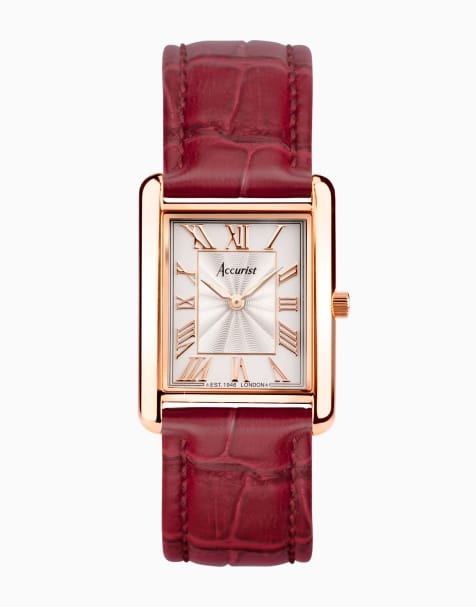 Accurist Ladies rectangle watch in rose gold - view 1