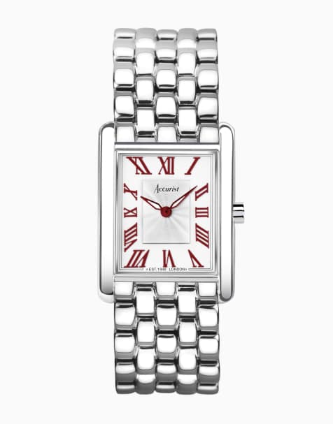 Accurist Ladies rectangle watch in silver - view 1