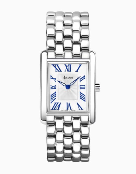 Accurist Ladies rectangle watch in silver - view 1
