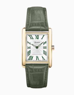 Accurist Ladies rectangle watch in white and green