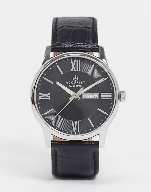 Accurist leather strap watch