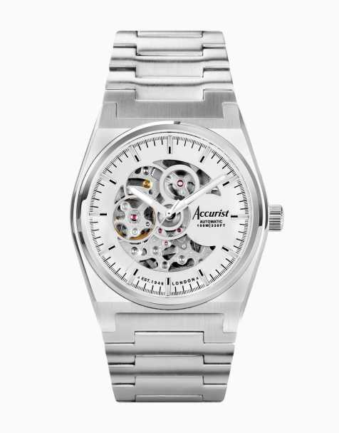 Accurist Origin gents skeleton automatic watch in silver - view 1