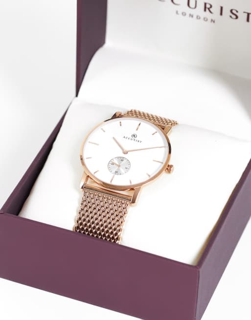 Accurist – Uhr in Roségold mit Netzarmband