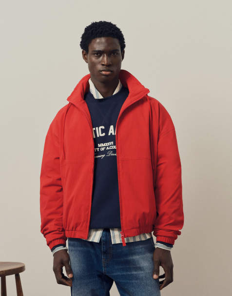 A.Collective Boxy-Jacke mit durchgehendem Reißverschluss und Stehkragen in Rot - view 1