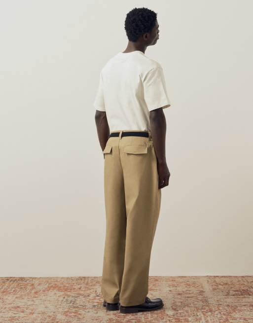 A.Collective chino a gamba bombata color ecru, 3 di 9