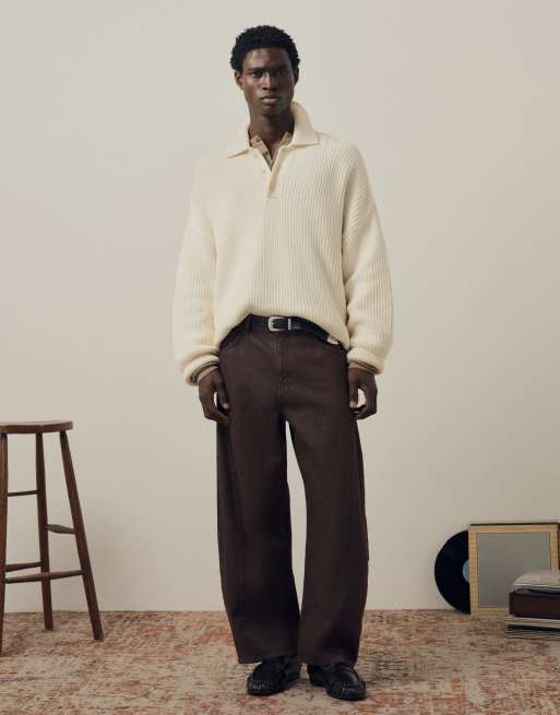 A.Collective gebreide polo in beige, 5 van 9