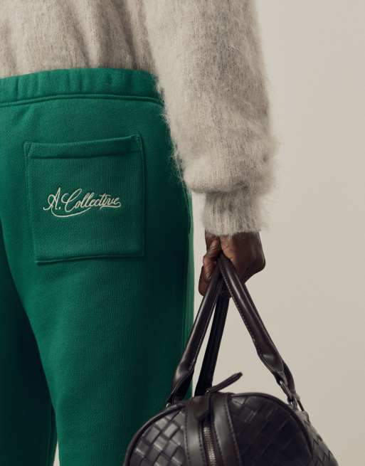 A.Collective heavyweight straight leg jogger in green, 3 of 9