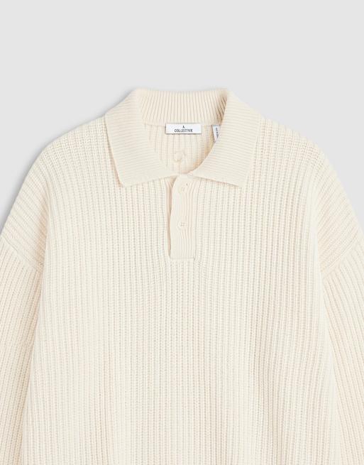 A.Collective knitted polo in beige, 8 of 9