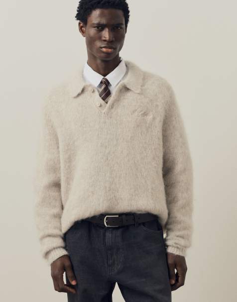 A.Collective mohair- och ullpolo i beige - view 1